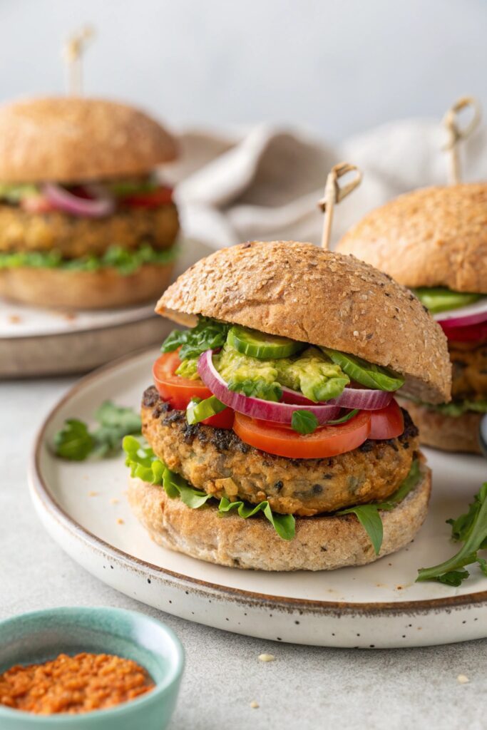 delicious meatless vegetable burgers