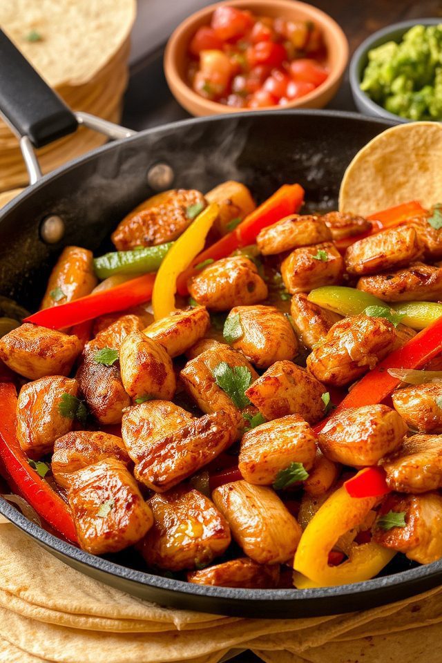 sizzling chicken and peppers