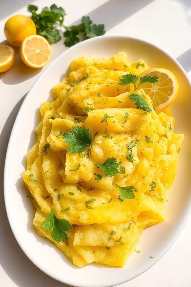 smashed yellow potato dish