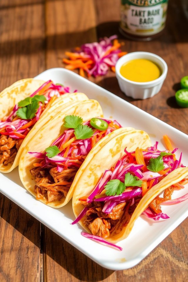smoky mustard pork tacos