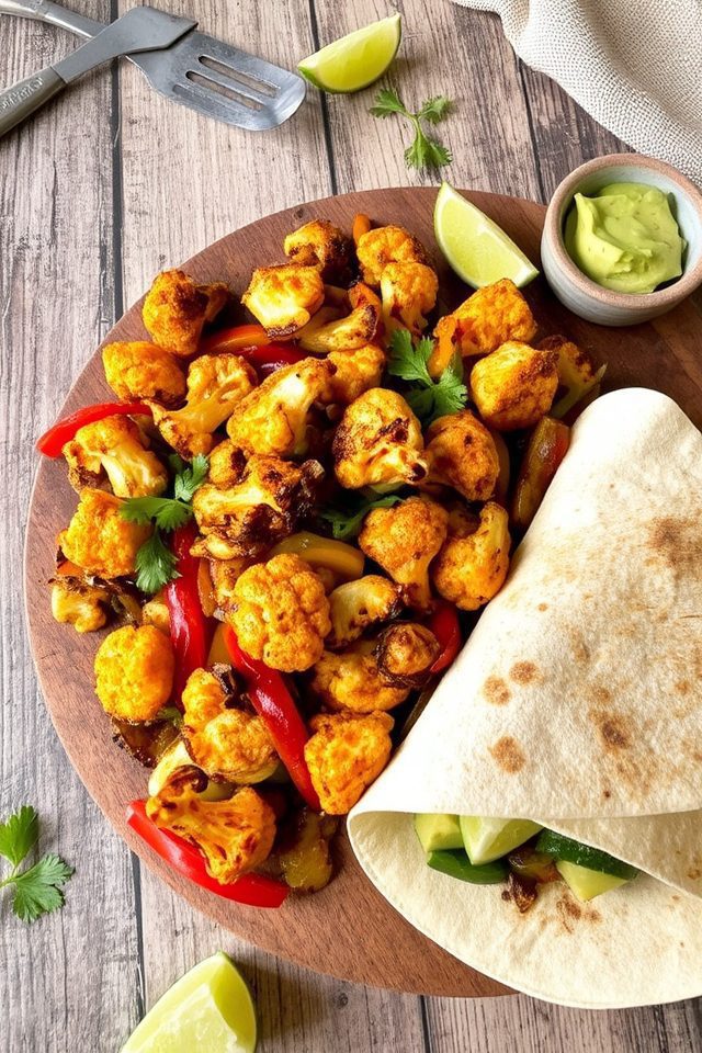 smoky roasted cauliflower fajitas