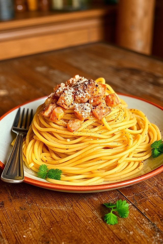 spam carbonara creamy quick indulgence
