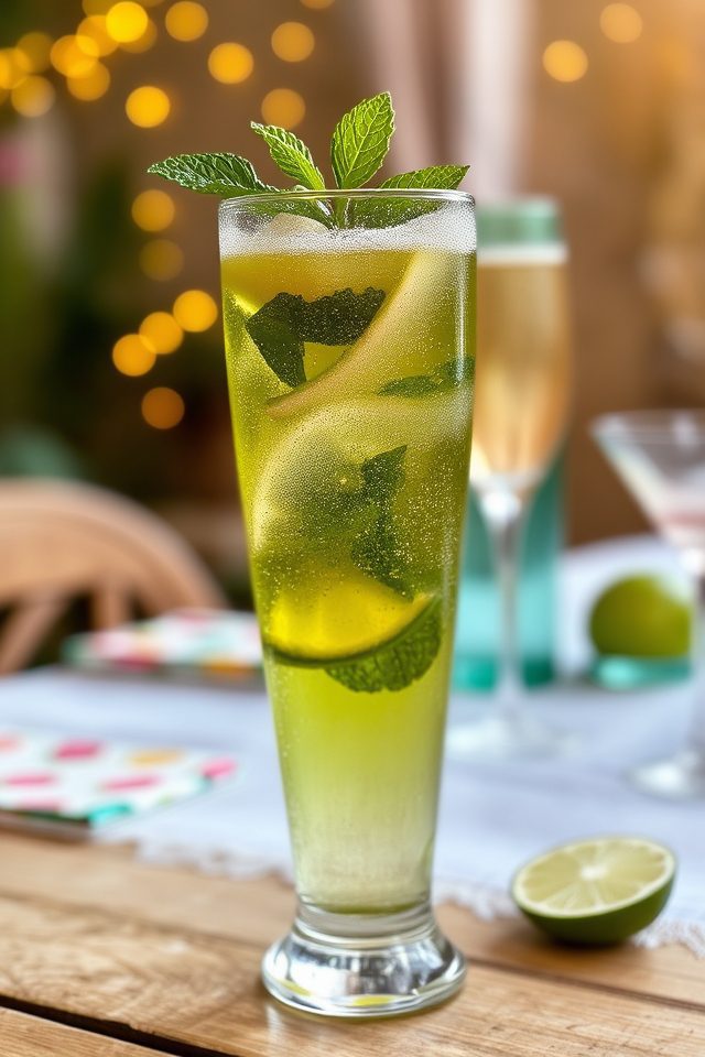 sparkling mint lime cocktail