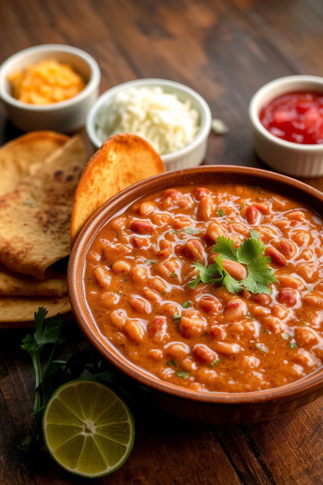 spiced pan fried refried beans