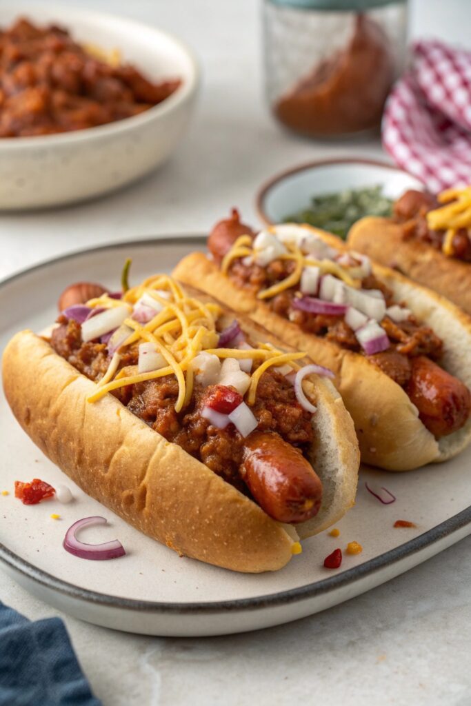 spicy chicken chili dogs