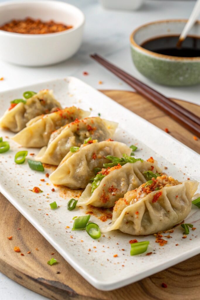 pan fried dumplings dish