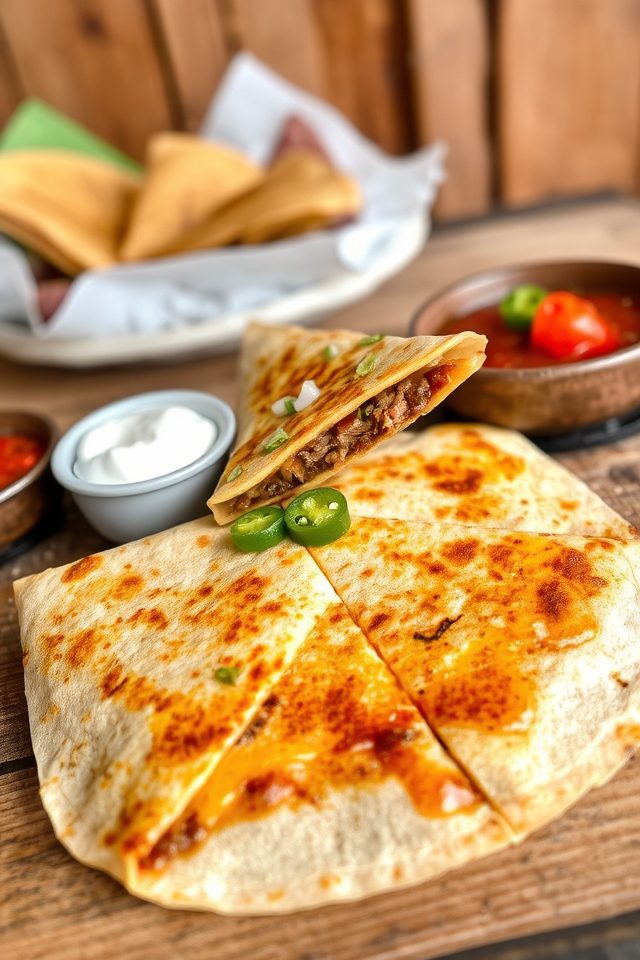 spicy beef quesadilla dish