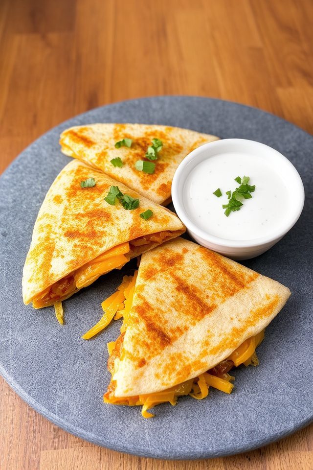 spicy buffalo chicken quesadillas