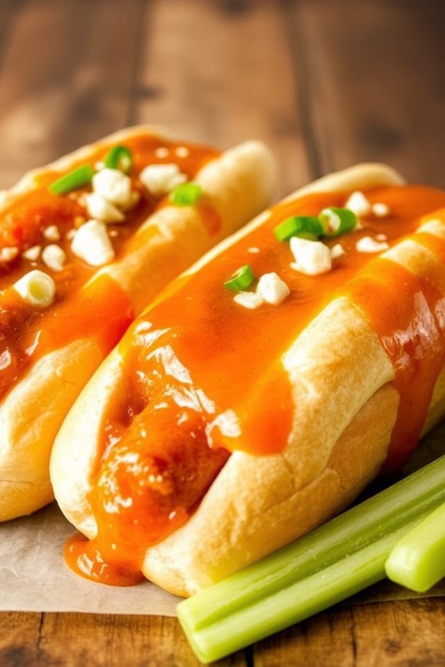 spicy buffalo chili dogs