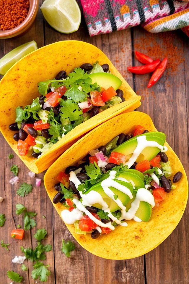 spicy protein packed black bean tacos