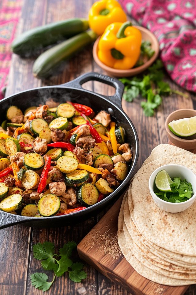 spicy zucchini mushroom fajitas
