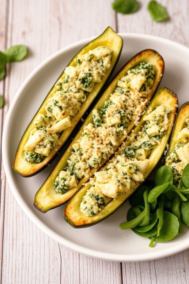 spinach stuffed zucchini boats