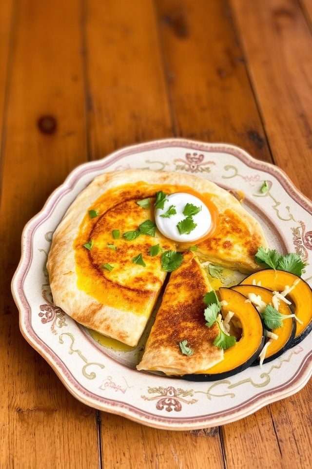 squash and cheese quesadilla