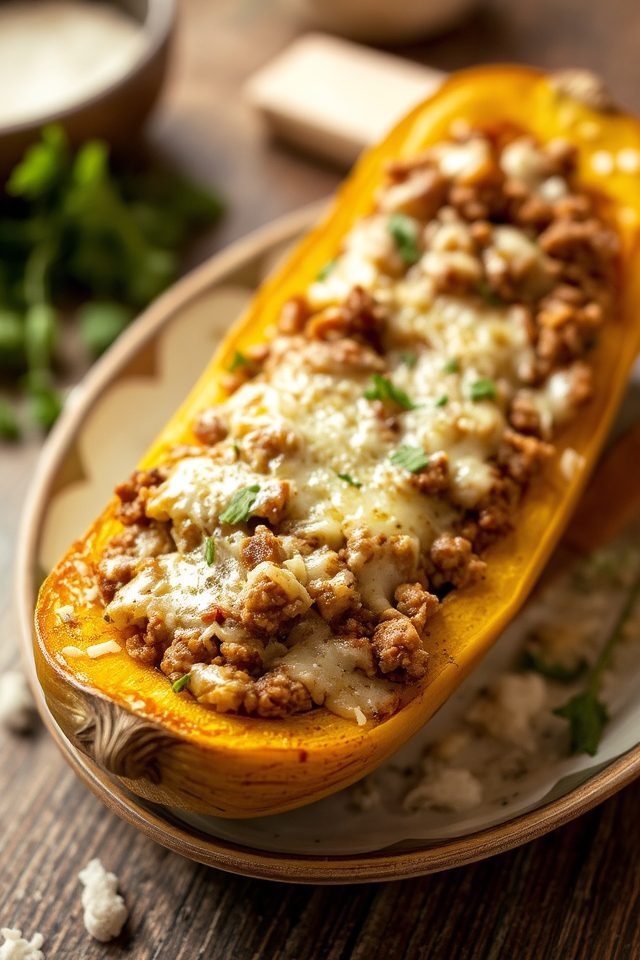 squash filled with herbs