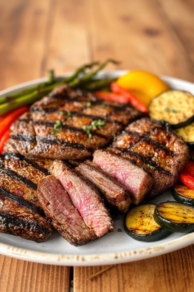 steak with roasted vegetables