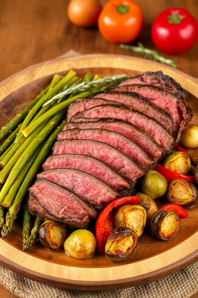 steak with roasted vegetables