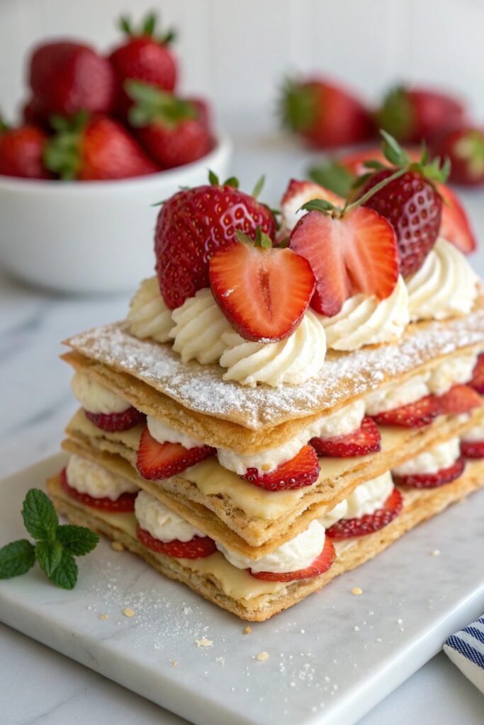 Strawberry Mille Feuille Pastries