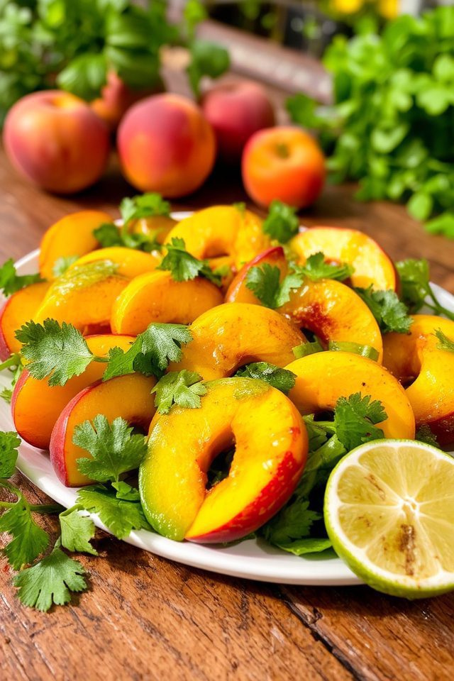 summer salad with peaches