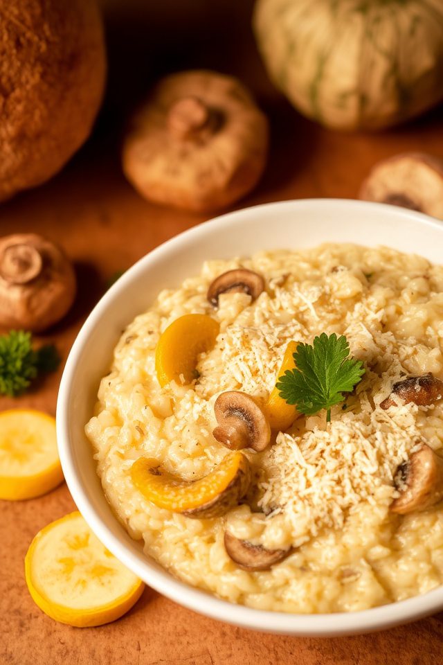summer squash mushroom risotto