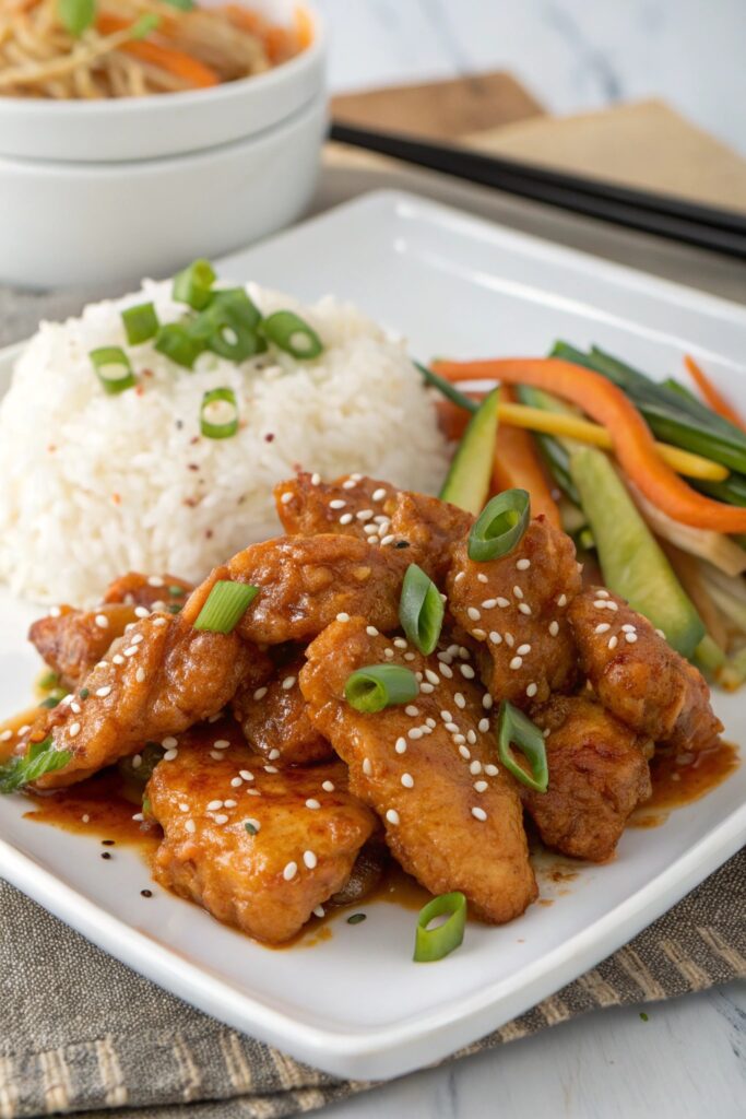 crispy chicken with tangy sauce