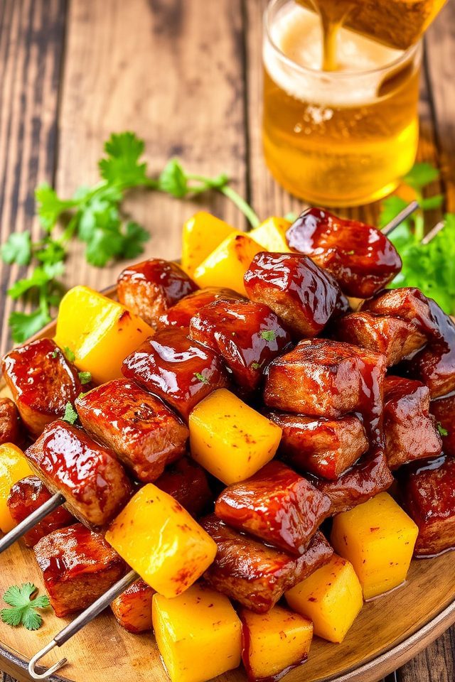 sweet savory beef skewers