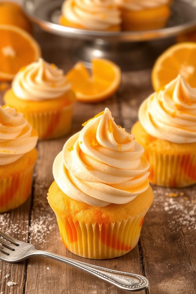 swirled orange vanilla cupcakes