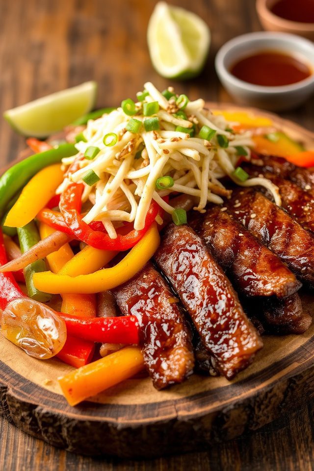 teriyaki beef fajitas delight