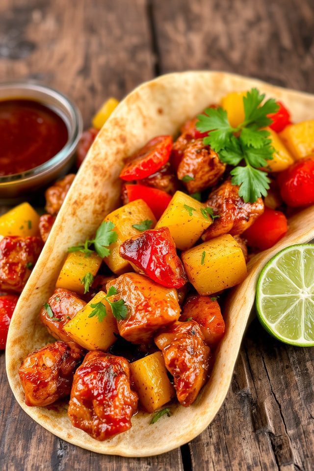 tropical bbq chicken fajitas