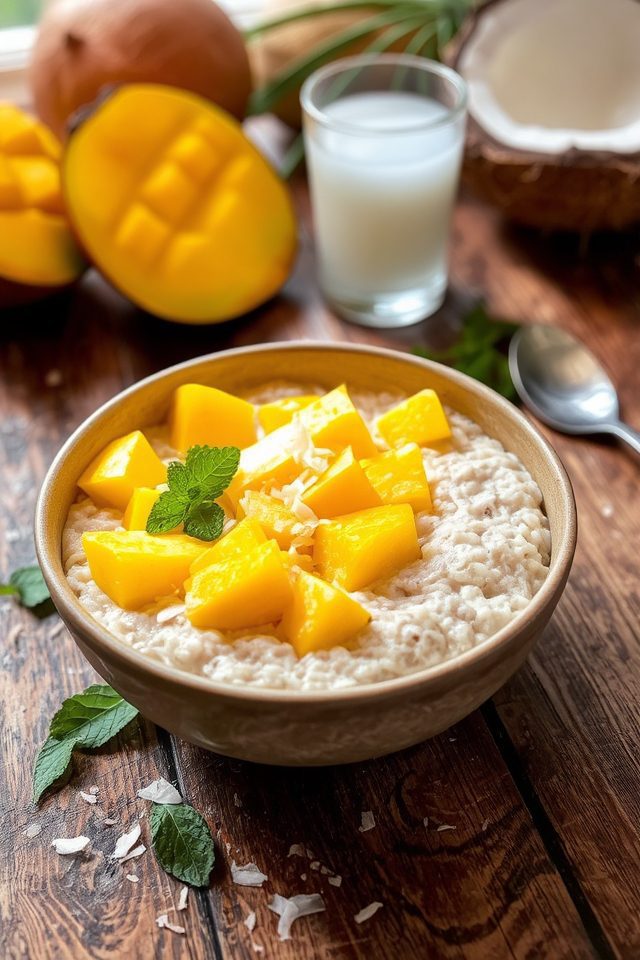 tropical coconut mango oatmeal