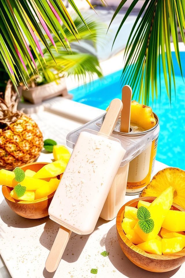 tropical coconut pineapple popsicles
