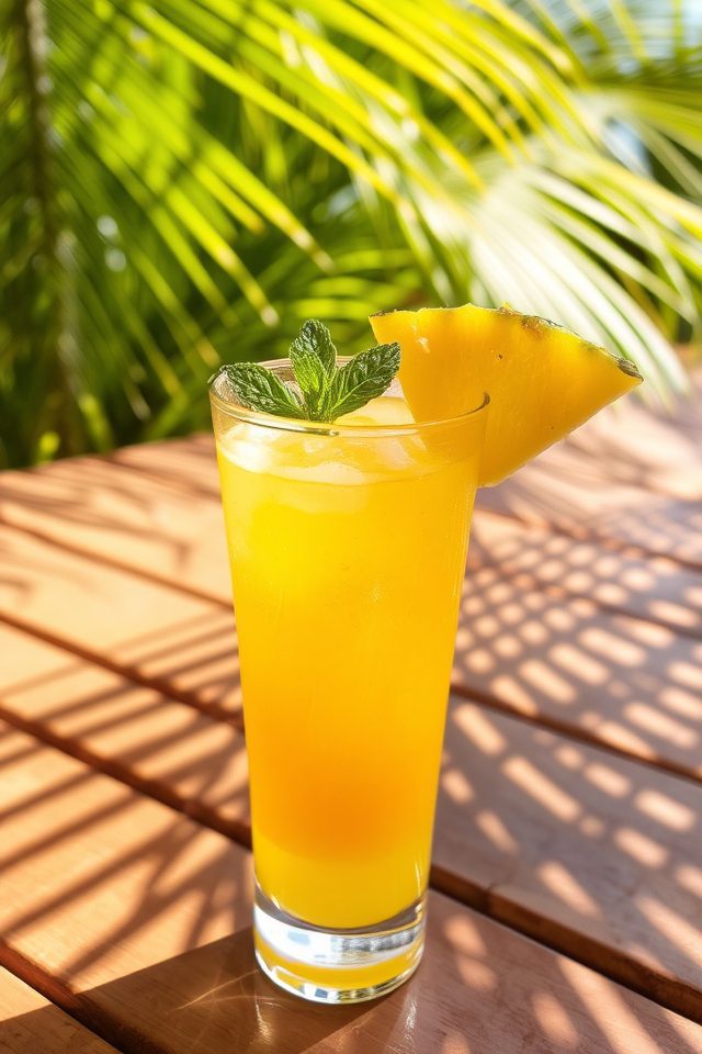 tropical fruit rum cocktail