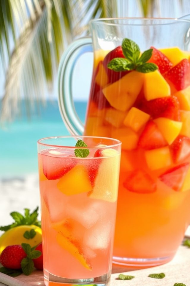 tropical fruit rum cocktail