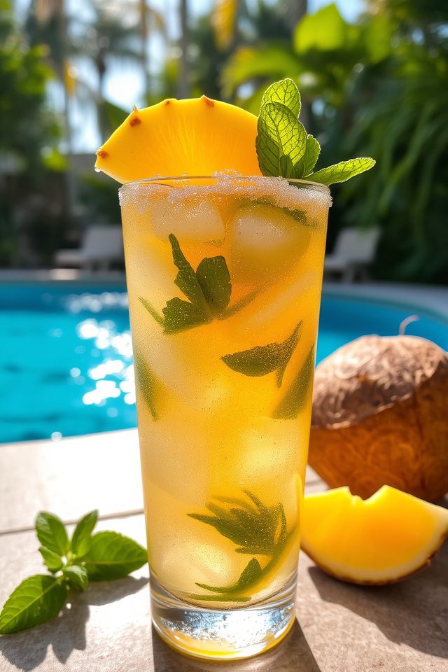 tropical minty pineapple cocktail