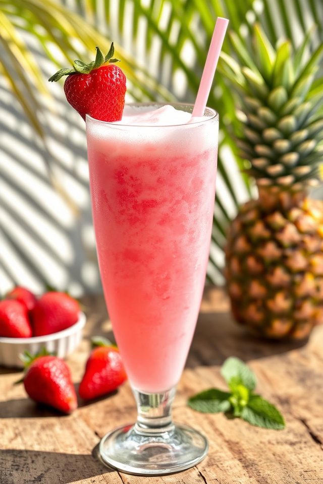 tropical strawberry coconut cocktail