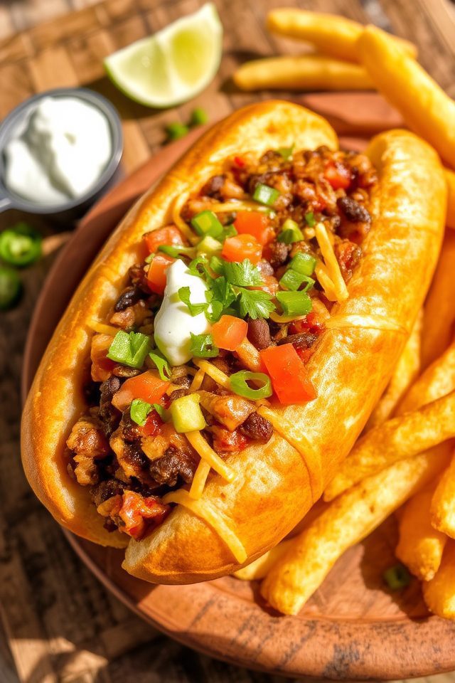vegetarian chili dog delight