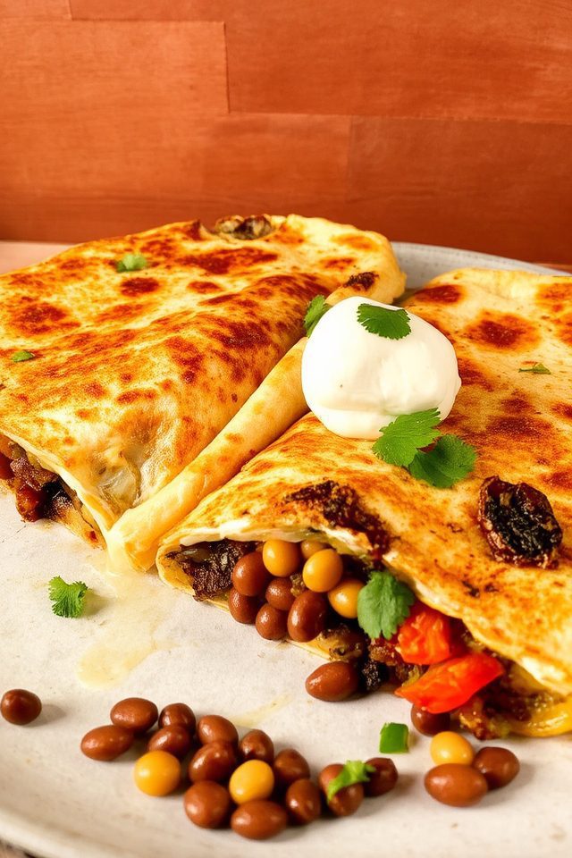 vegetarian lentil quesadilla option