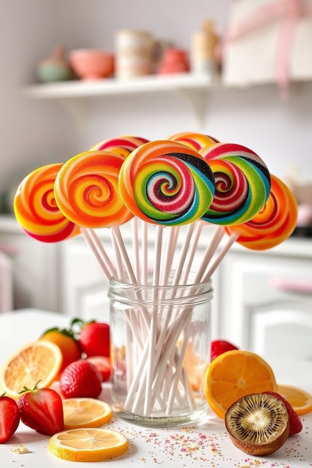vibrant fruity lollipop creations