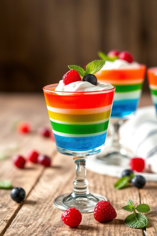 vibrant layered gelatin dessert