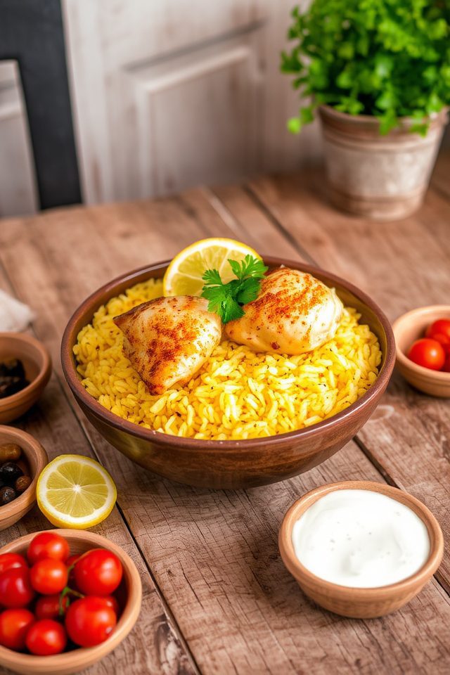 vibrant lemon saffron chicken rice