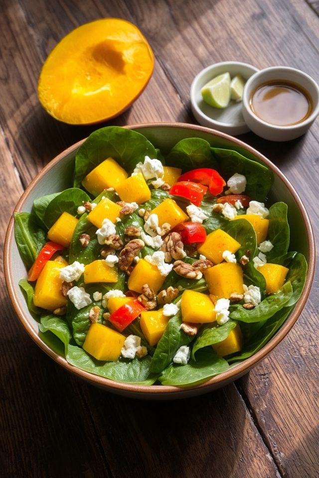 vibrant mango spinach salad