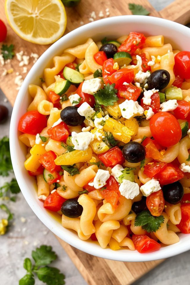 vibrant mediterranean macaroni salad