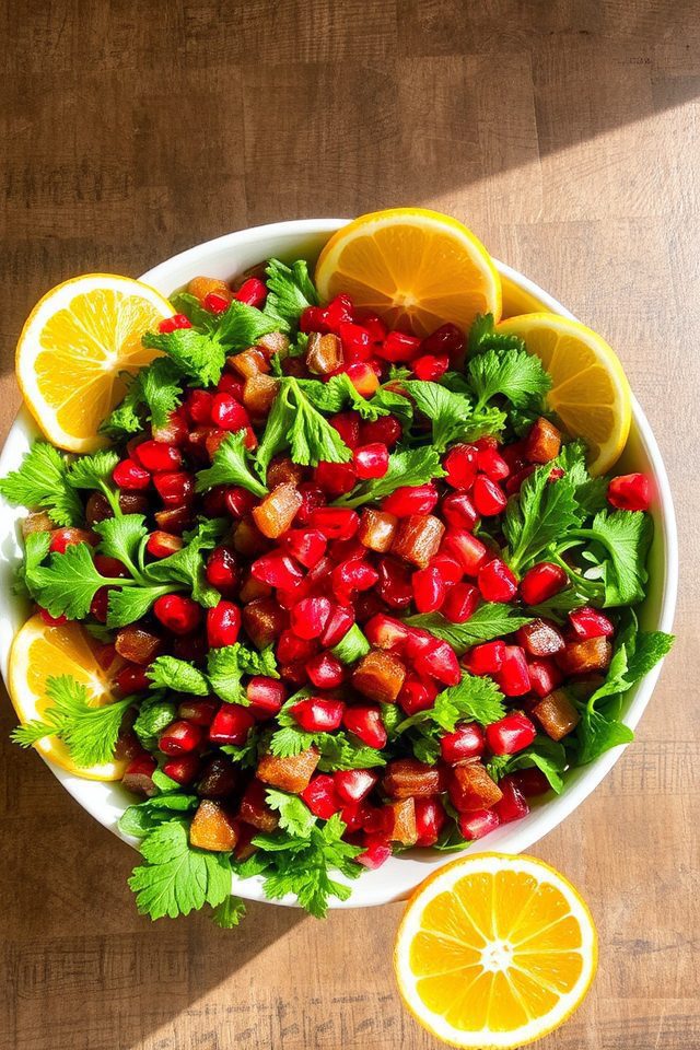 vibrant pomegranate date salad