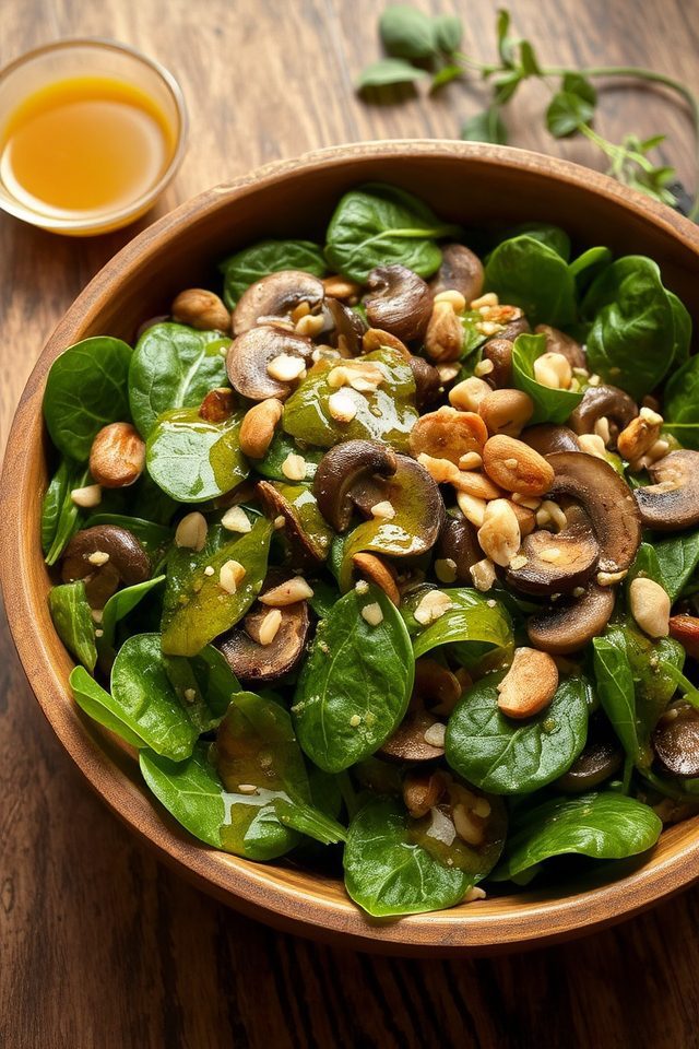 warm spinach mushroom salad