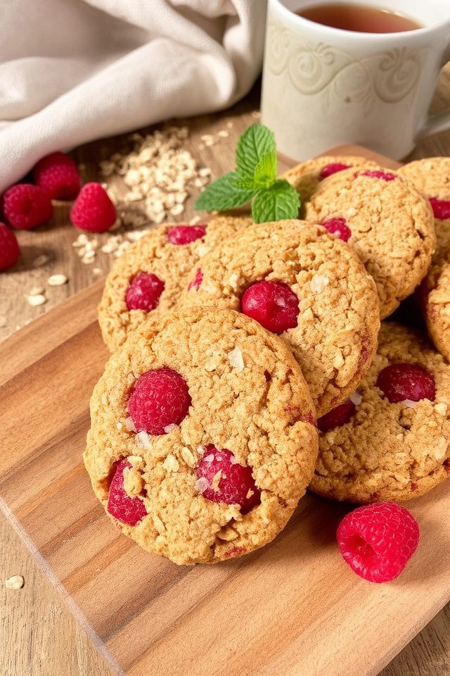 wholesome raspberry oatmeal cookies