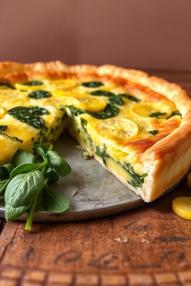 yellow potatoes spinach quiche