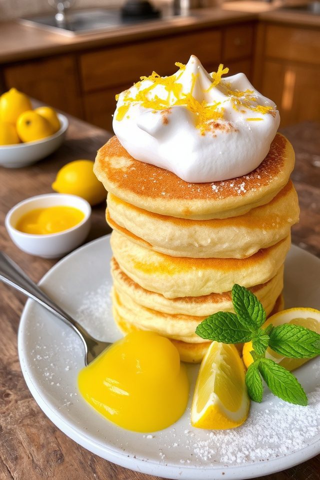 zesty lemon meringue pancakes