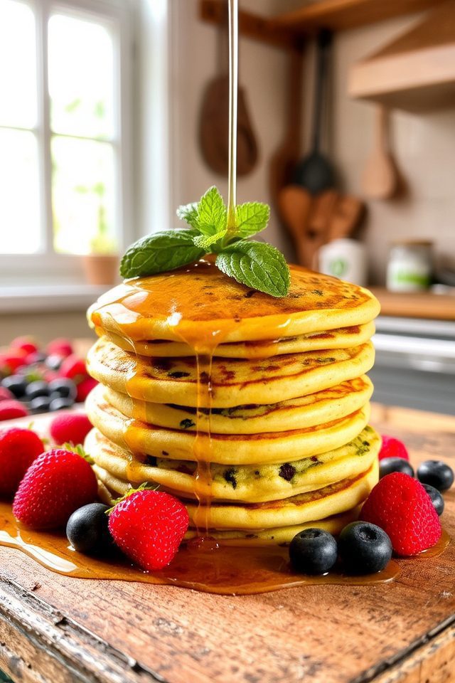zucchini pancakes with syrup