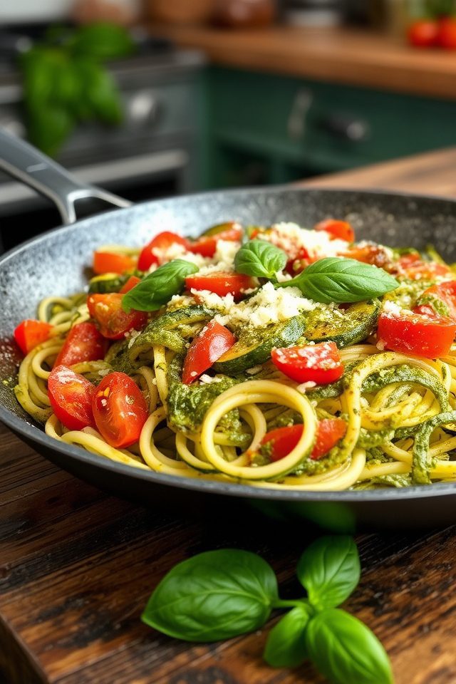 zucchini pesto noodle stirfy