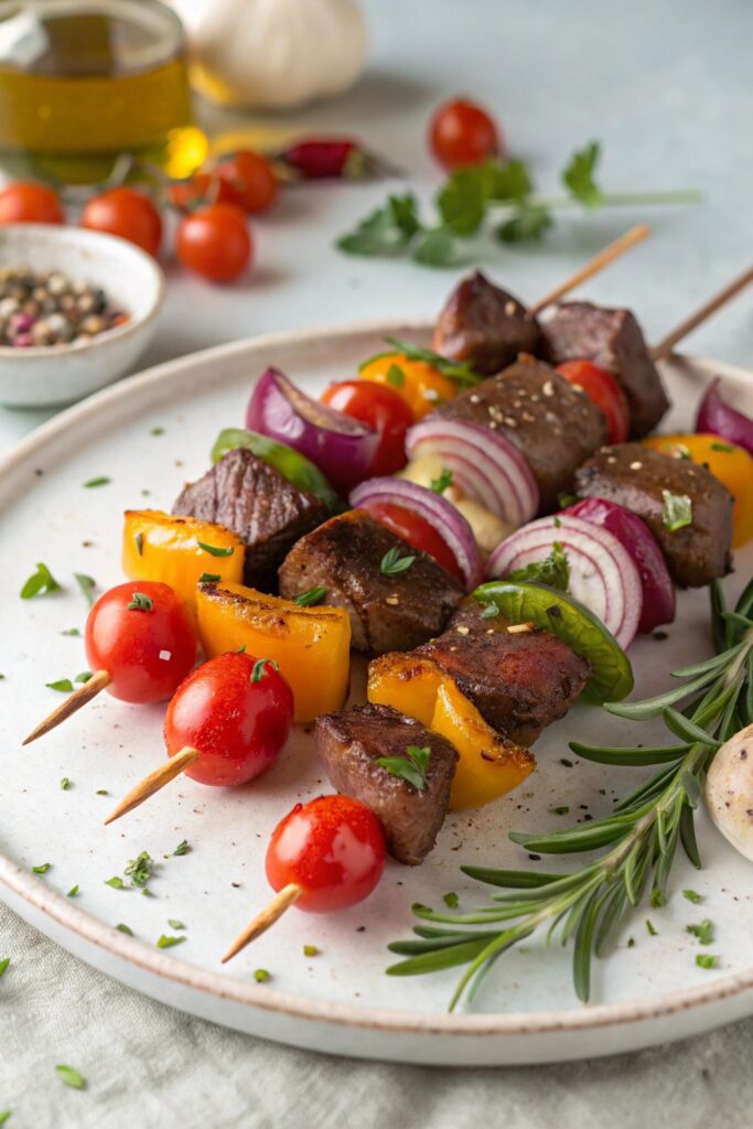 grilled beef and vegetables