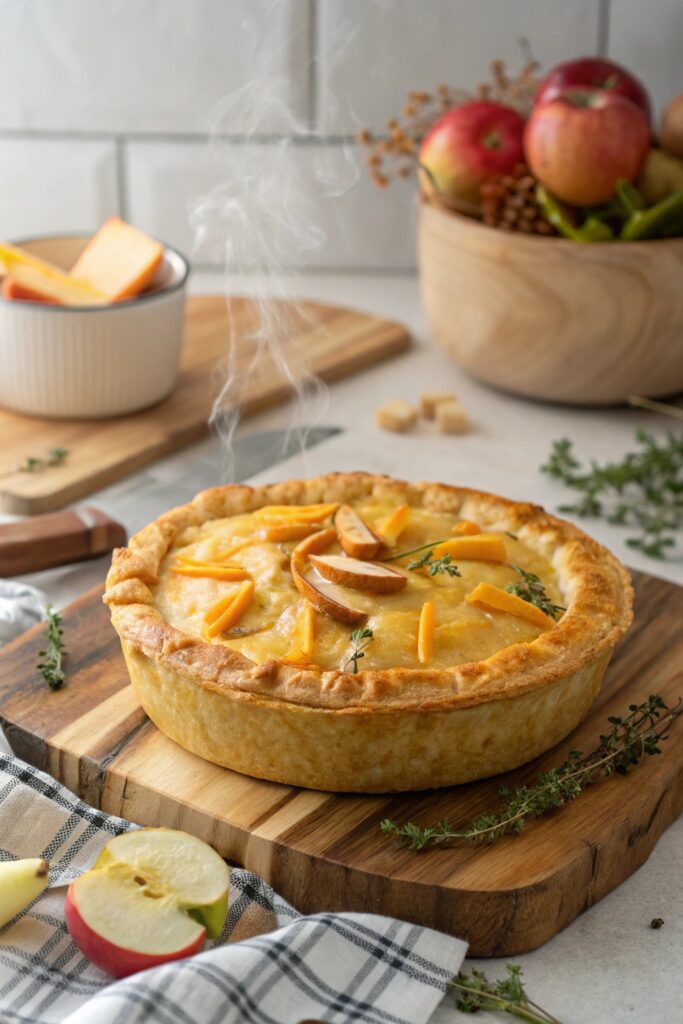 savory apple cheddar pie